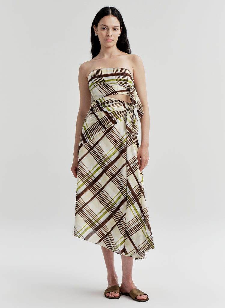 ALC Tessa Plaid Cotton Midi Dress, 100% natural fabric dresses