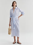 Mila Striped Linen Midi Dress