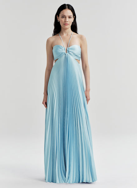 light blue silk maxi dress A.L.C. Moira BF25 TREAT 1 The sweetheart neckline adds Girls Sleeveless Woven Pleated Shown Color:Orange
