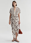Rhodes Striped Linen Midi Skirt