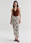 Rhodes Striped Linen Midi Skirt