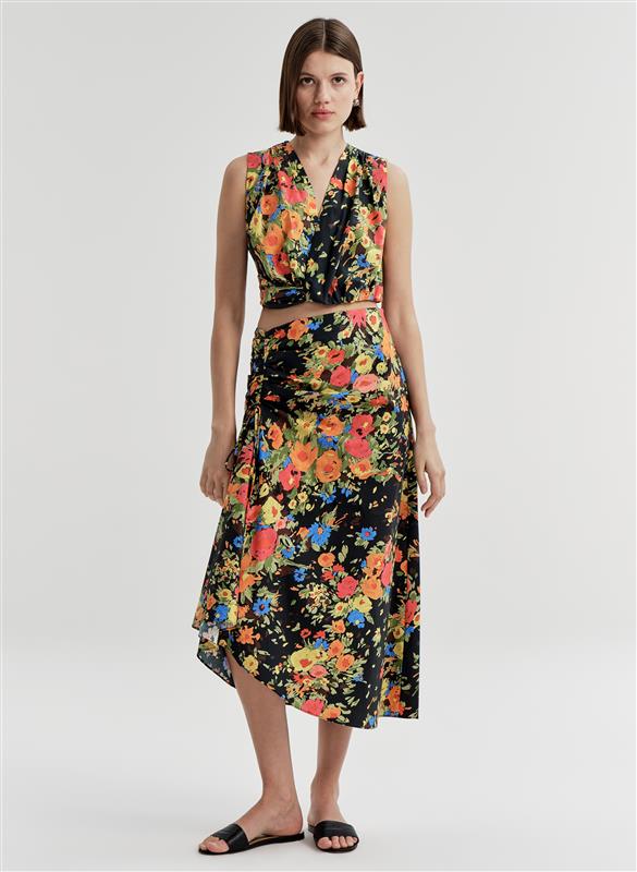 ALC Naomi Cotton Floral Midi Skirt, 100% natural fabric skirts