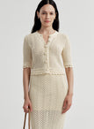 Simon Cotton Crochet Knit Cardigan