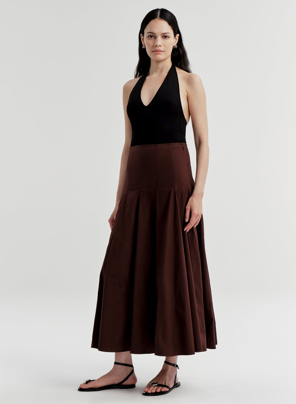 Tali Stretch Cotton Midi Skirt