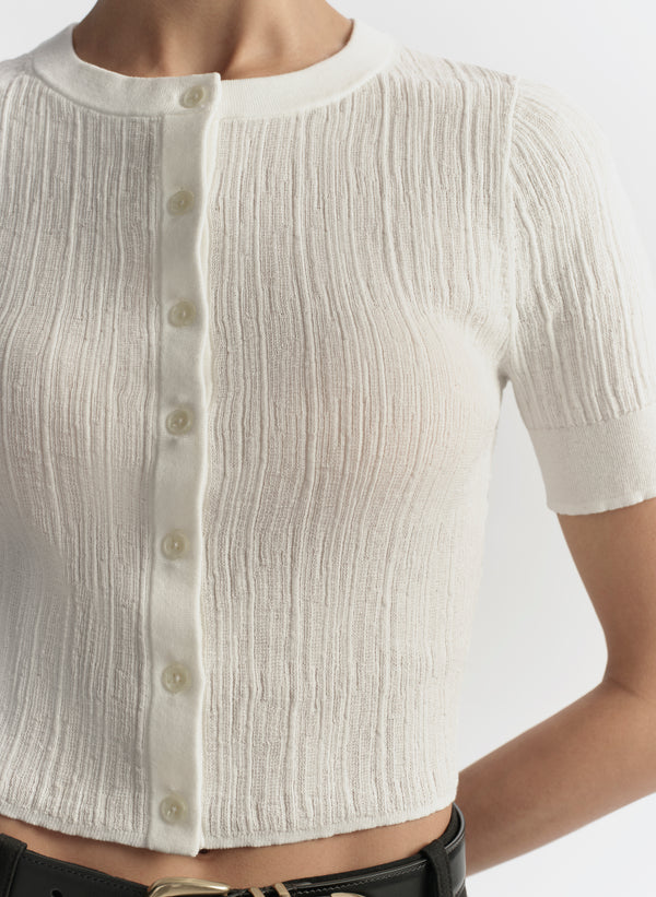 detail short of cropped cardigan