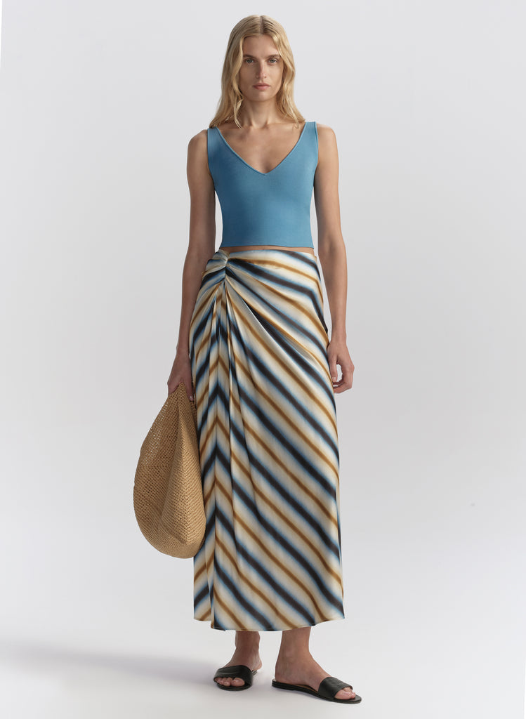 ALC Jean Striped Midi Skirt, 100% natural fabric skirts