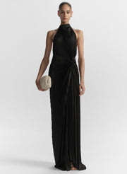 Romy Pleated Satin Gown