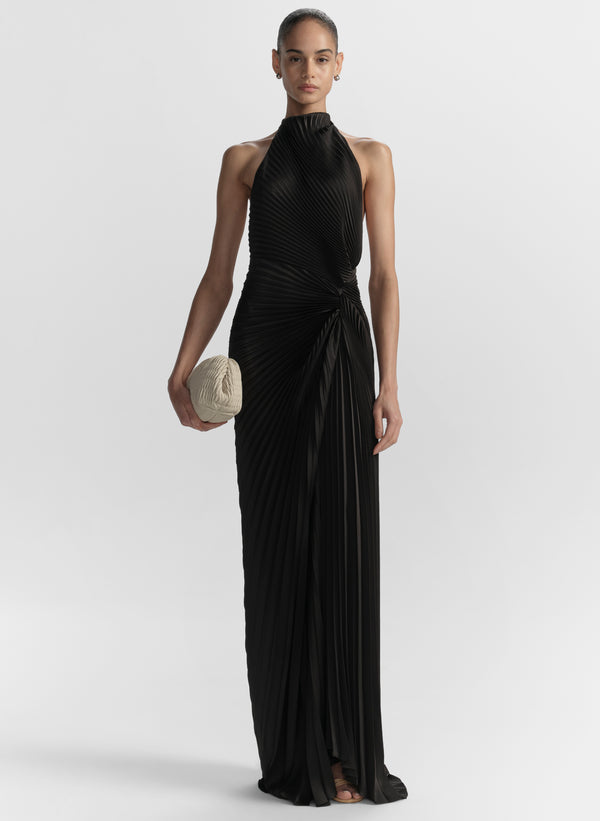 Romy Pleated Satin Gown