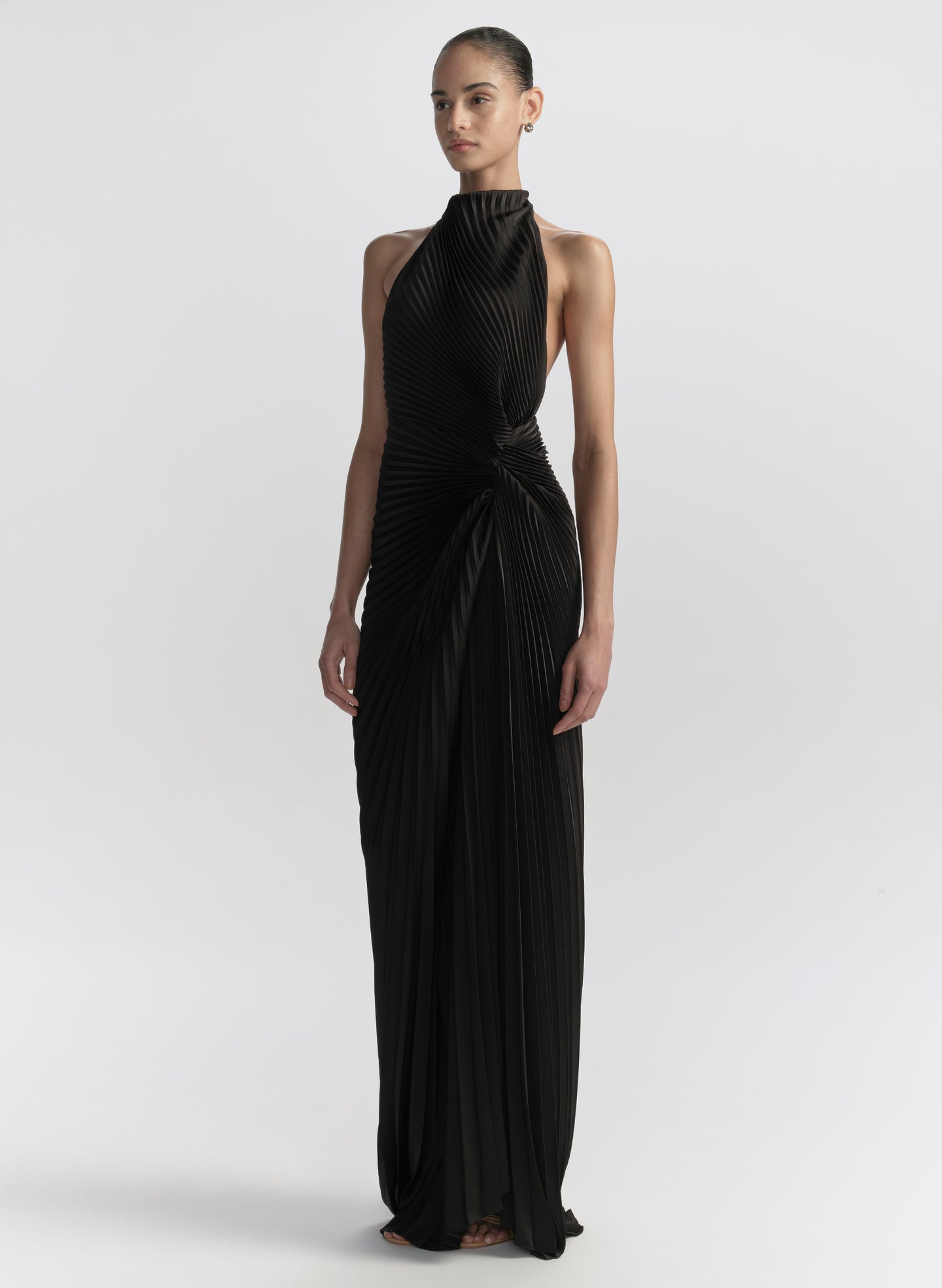 Romy Pleated Satin Gown