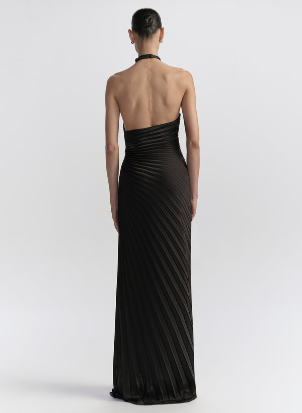 Romy Pleated Satin Gown