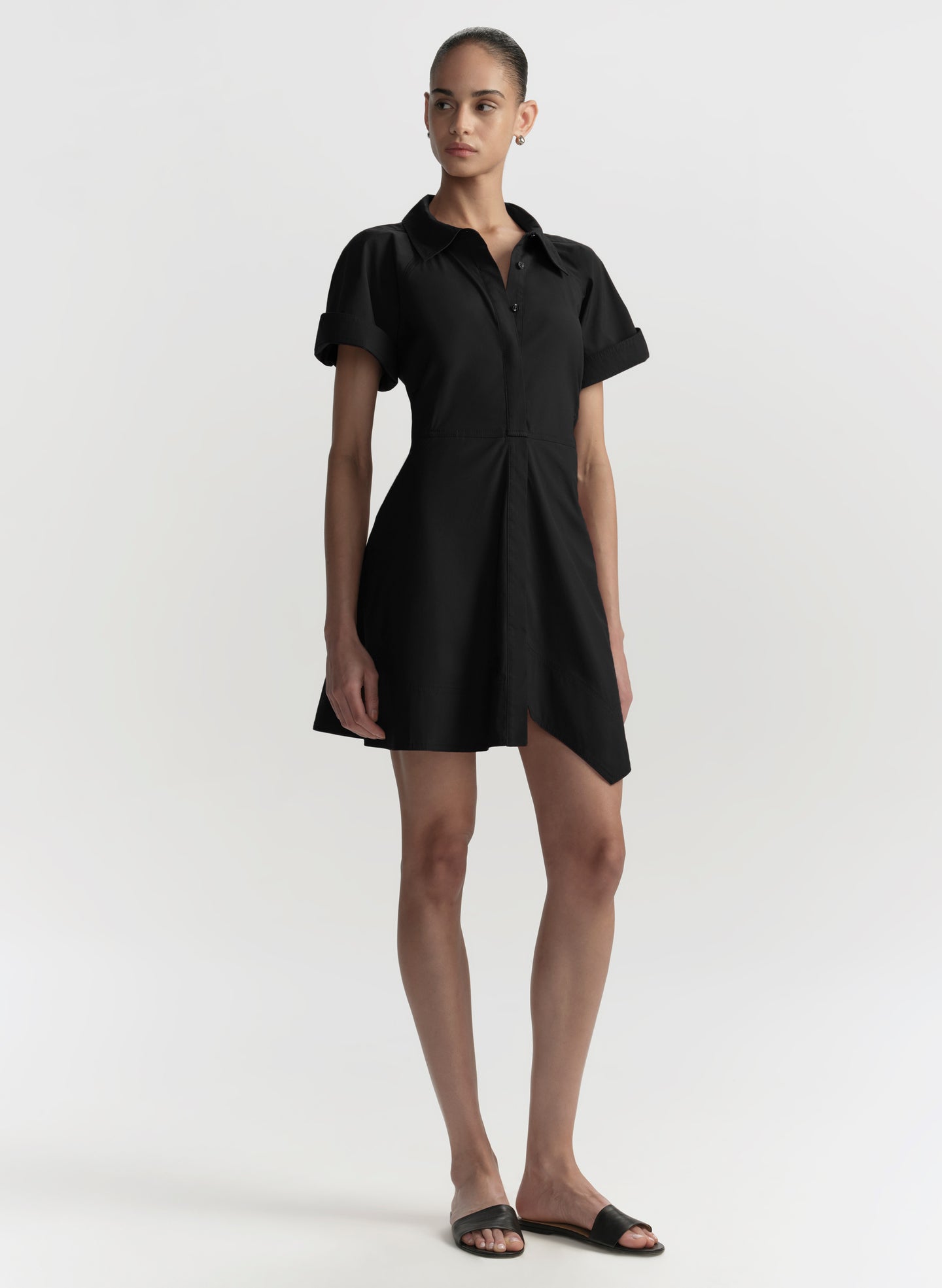 A.L.C. Women's Julie Cotton Mini Shirtdress in Black, Size 12 A.L.C. Women's Julie Cotton Mini Shirtdress in Black, Size 12