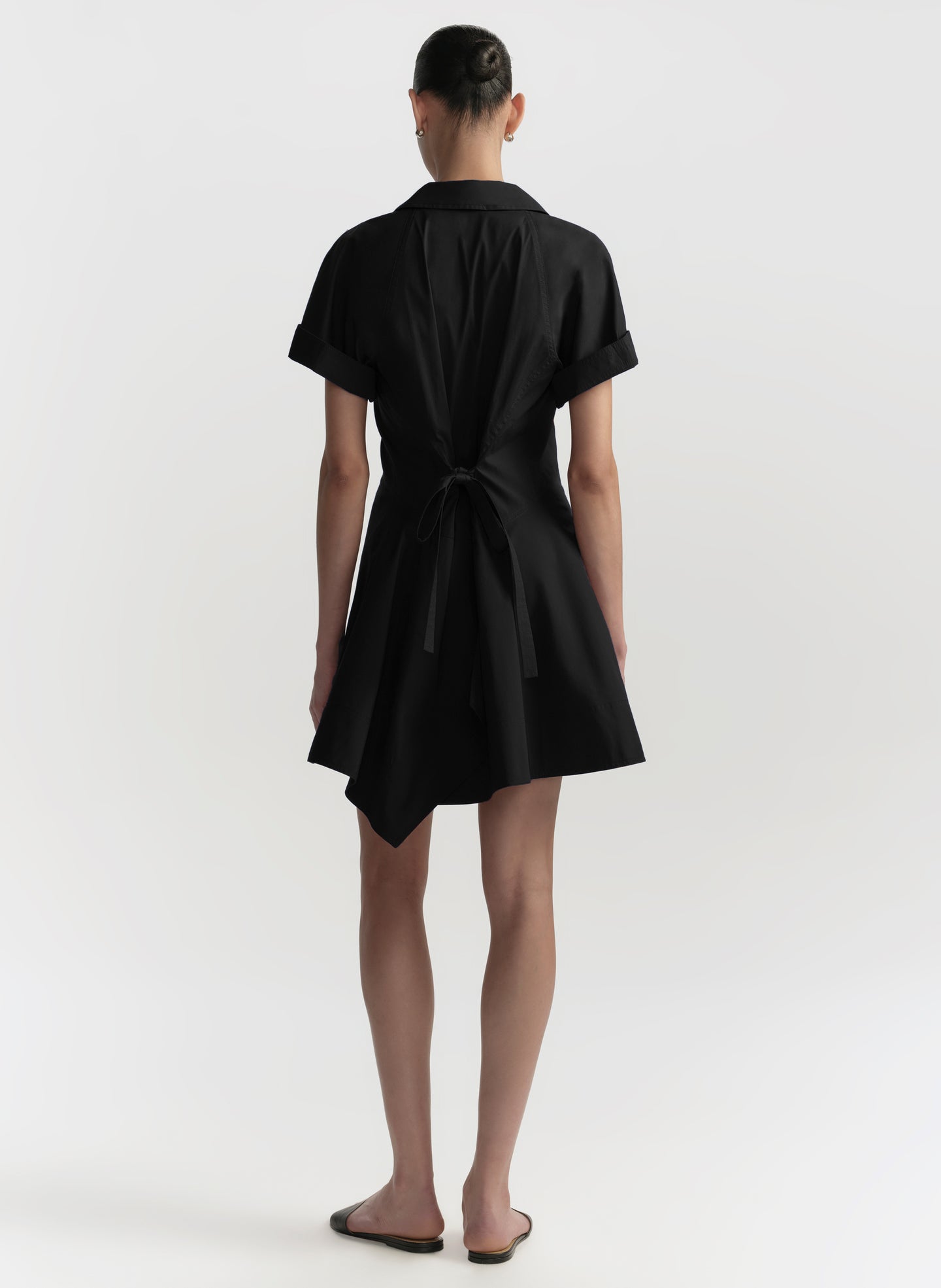 A.L.C. Julie Cotton Mini Shirtdress in Black, Size 12