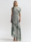 Alessia Textured Satin and Lace Maxi Dress