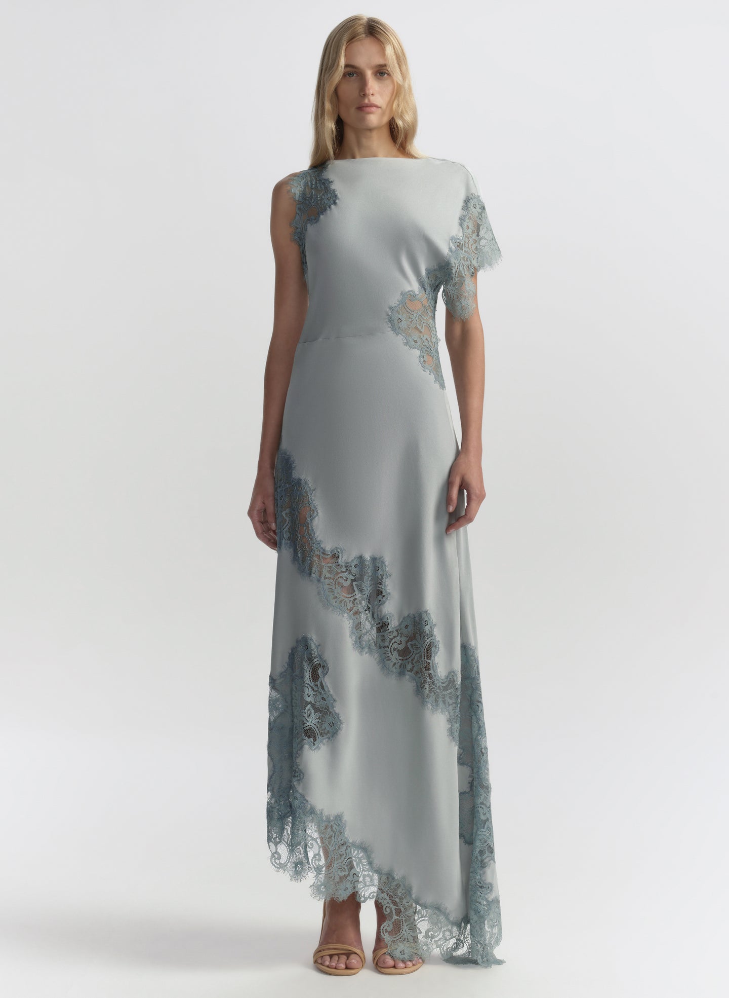 A.l.c. Alessia Lace Inset Asymmetrical Dress - Slate Blue A.l.c. Alessia Lace Inset Asymmetrical Dress - Slate Blue