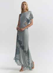 A.L.C. Alessia Lace Inset Asymmetrical Dress - Slate Blue - 10 A.L.C. Alessia Lace Inset Asymmetrical Dress - Slate Blue - 10