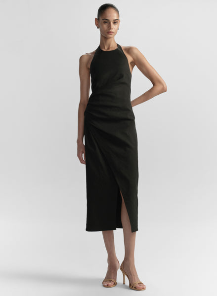 A.L.C. Women's Sylvie Linen Midi Halter Dress in Black, Size 00
