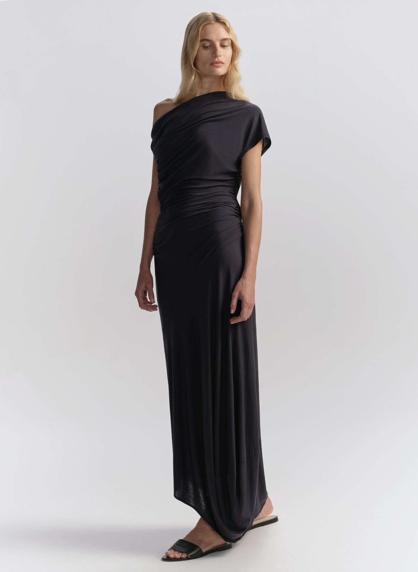alc dress one shoulder A.L.C. Delfina Matte Pleated Dress