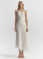 alc satin lace dress A.L.C. Alessia Textured Satin and Lace Maxi Dress in Creme, Size 8