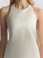 woman wearing white mini dress