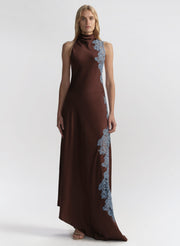 Josephine Satin and Lace Maxi Dress