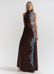 Josephine Satin and Lace Maxi Dress