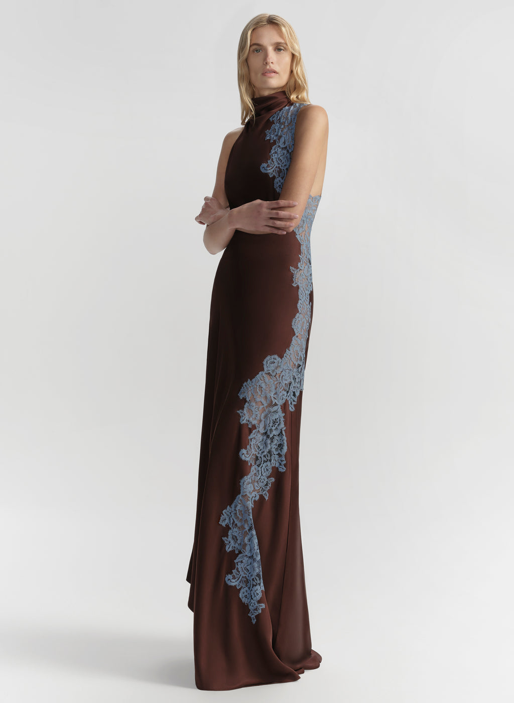 Josephine Satin and Lace Maxi Dress