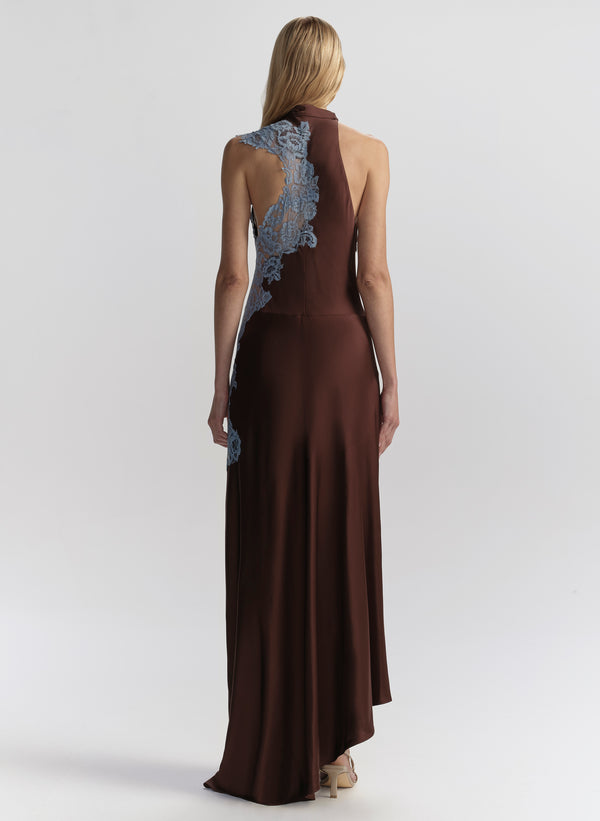 Josephine Satin and Lace Maxi Dress