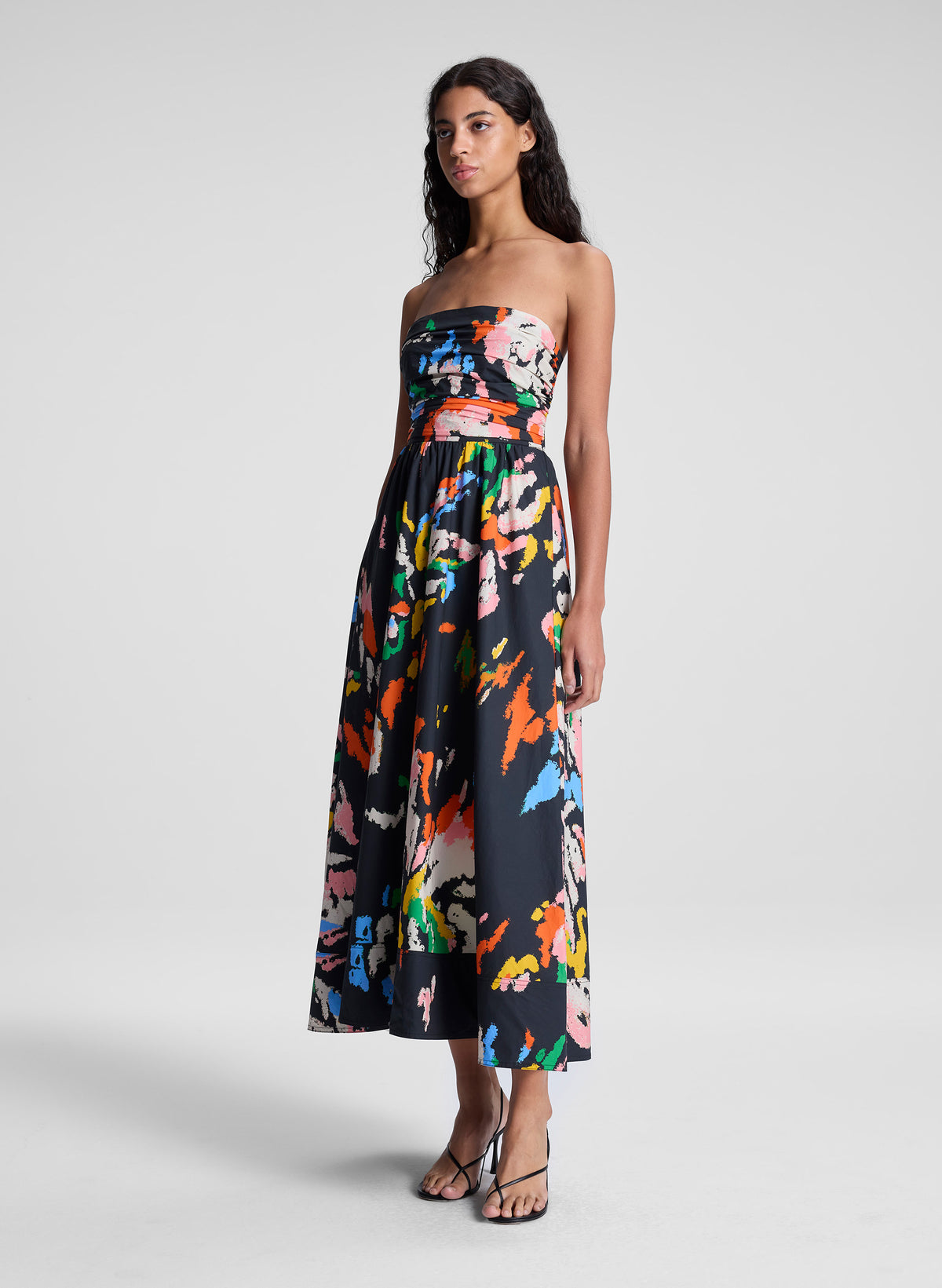 Tate Strapless Printed Midi Dress