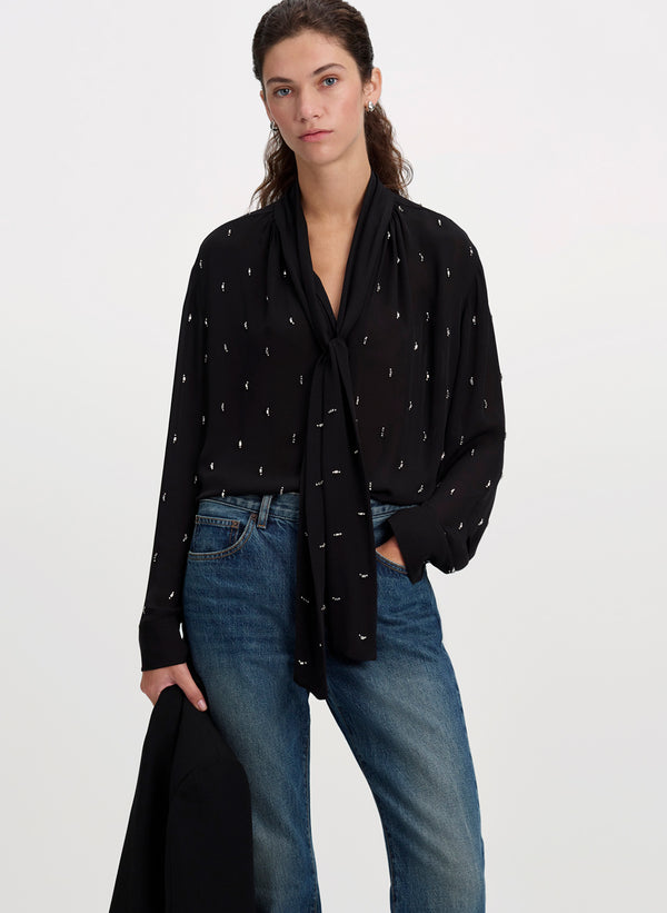 Vivi Embellished Silk Top