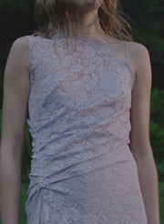 video of woman in purple lace gown