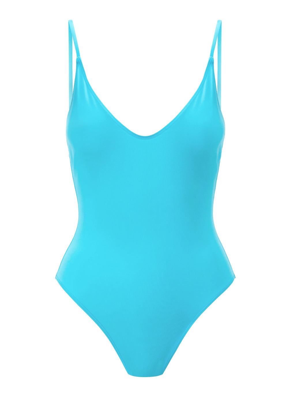 flatlay of aqua one piece swimsuit