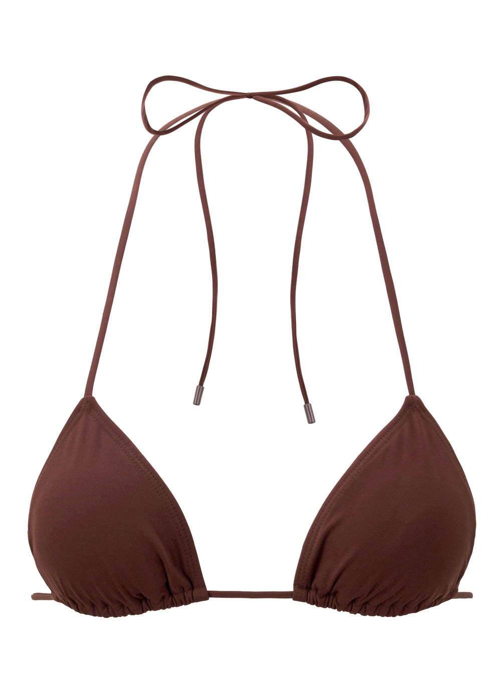 flatlay of brown bikini top