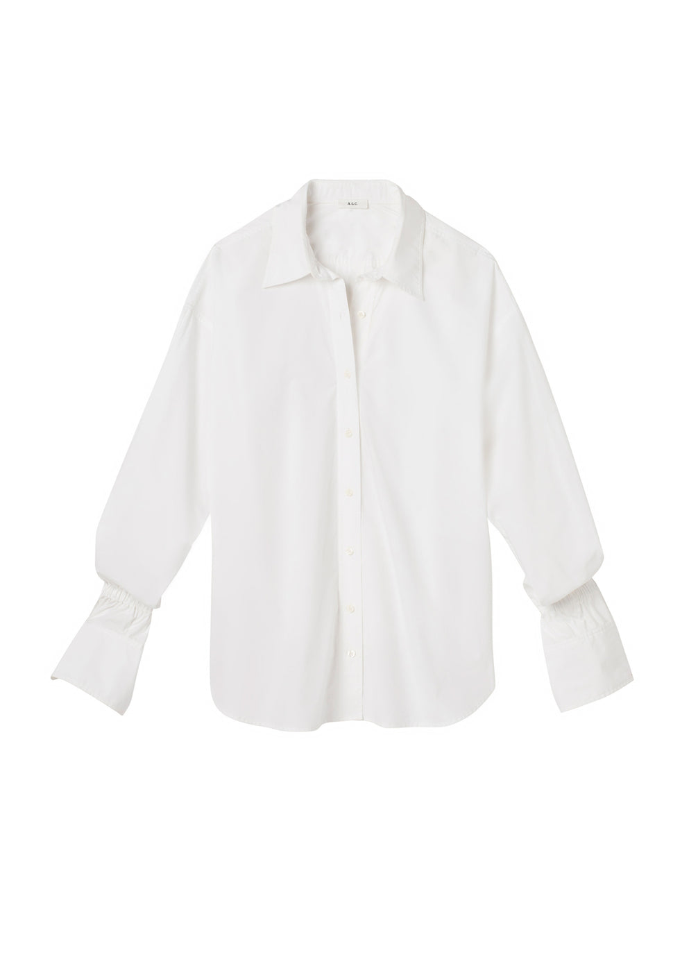 flat lay of white button down shirt