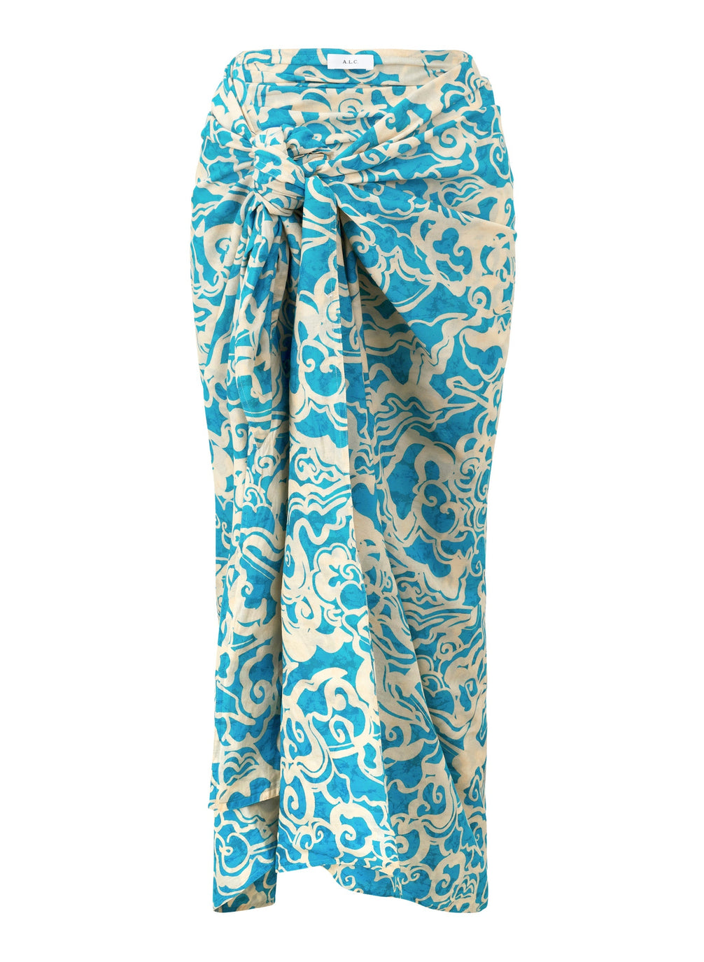 flatlay of aqua print sarong